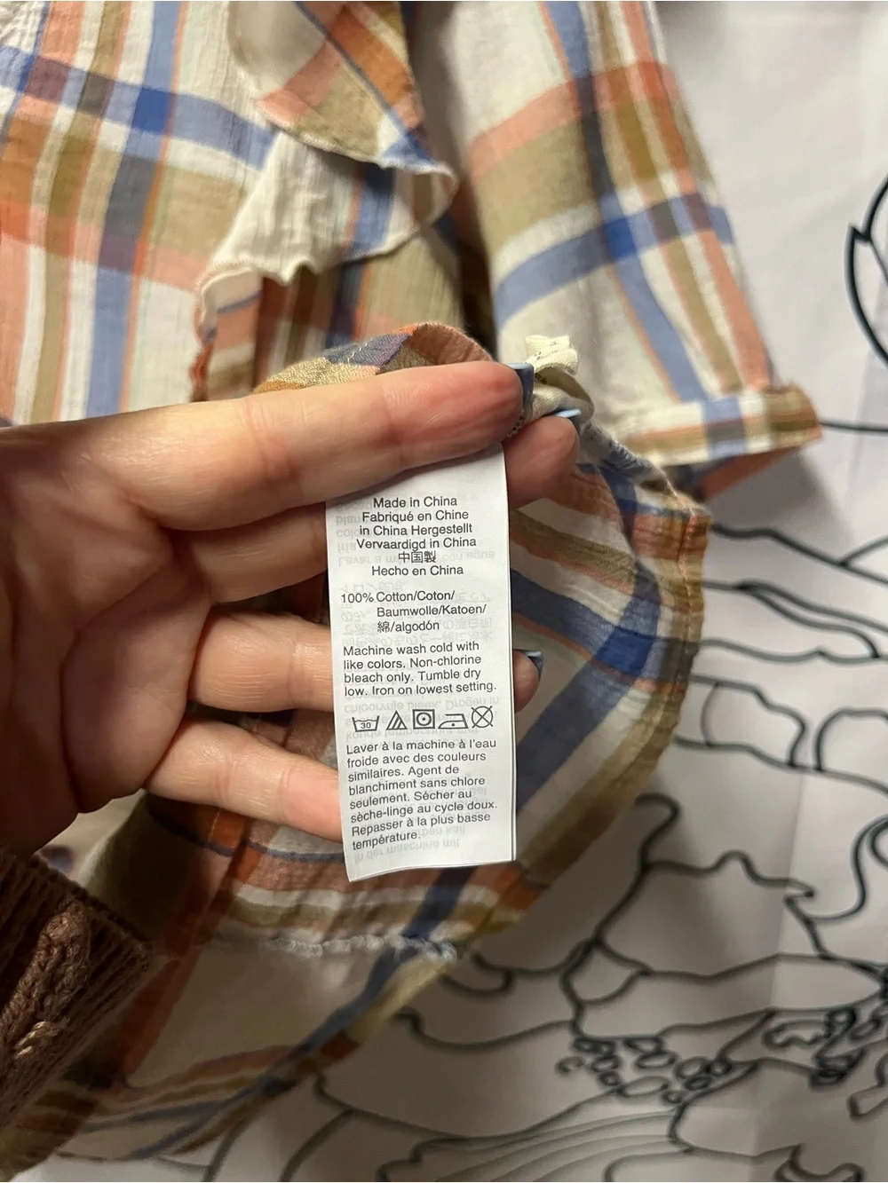 Madewell Plaid V-Neck Ruffle Puff Sleeve Blouse (rack)